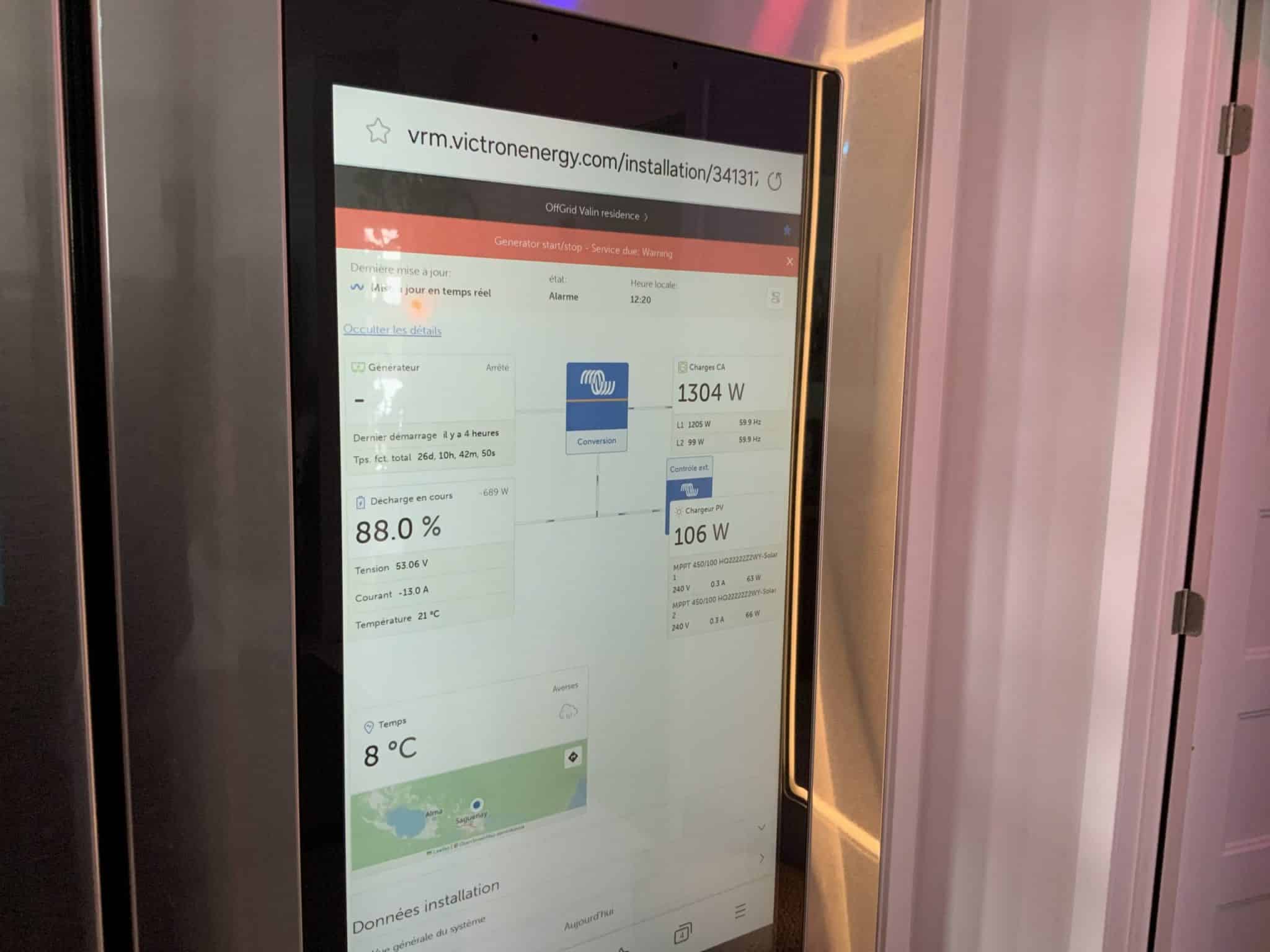 Notifications VRM — Alertes entretien et gestion du générateur